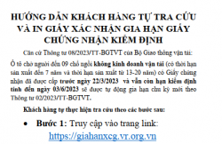 Hướng dẫn khách hàng tự tra cứu và in giấy gia hạn kiểm định theo TT08/2023/TT-BGTVT