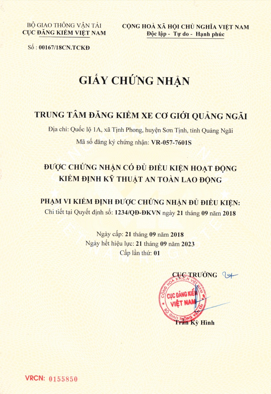 Giay CN DU DK HOAT DONG 7601S